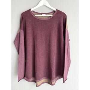 Smartwool Women XL Sweater Wool Blend Colorblock Pink Tan Lightweight Pullover